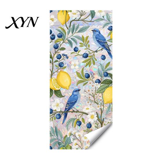 Removable Heat Control Film Sun Catcher Static Window Film, Flower Butterfly Self-Adhesive Glass Sticker, Decorative Privacy Screen for Windows Cling