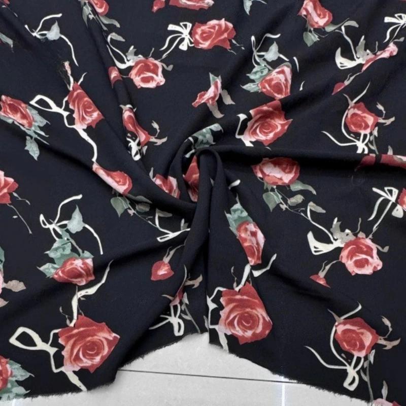 100x150cm Floral Printed Style Fabric Summer Silk Chiffon Fabric for Diy Sewing Soft Comfortable Dress Shirt Pajamas Pants