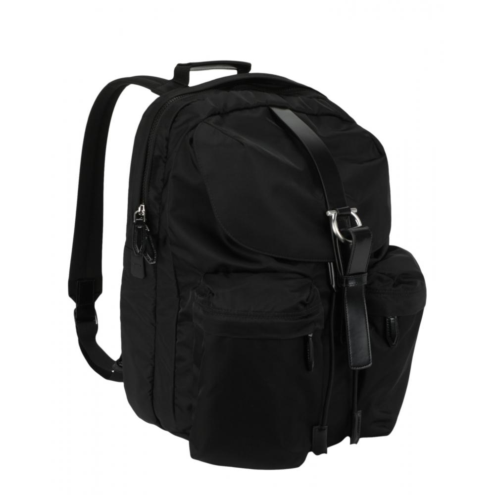 Salvatore Ferragamo Nylon Gancini Technical Backpack Black