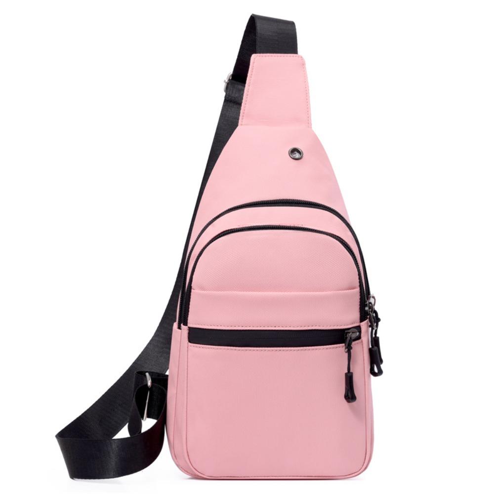 

Solid Color Nylon Crossbody Bag Square Phone Pouch Bag Fashion Men Chest Bag Cycling розовый