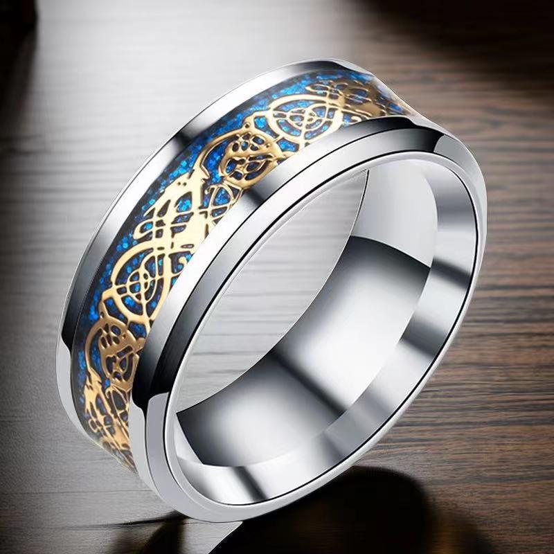 Men's High-End Chinese Dragon Titanium Steel Ring - Fashionable, Non-Fading, Stainless Steel Jewelry