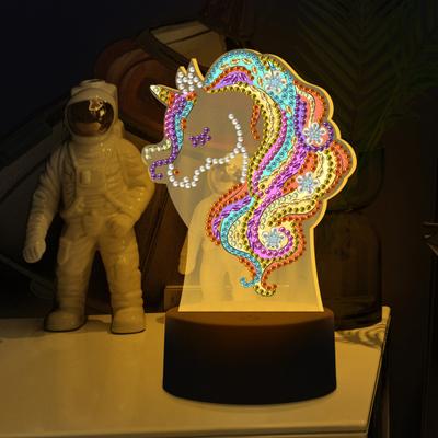 LED Diamond Painting Lamp Kit Battery-Operated Bedside Lamp 5D Diamond Painting Art Handicrafts Kit Desktop Decoration