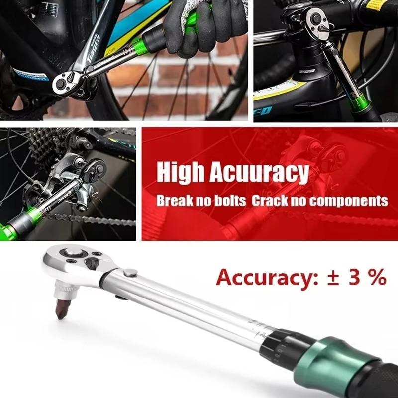 1/4'' Drive 2-25N.m Precise Double Scale Torque Wrench Set MTB Bike Socket Spanner Bicycle Motorcycle Ratchet Repair Toolbox Kit