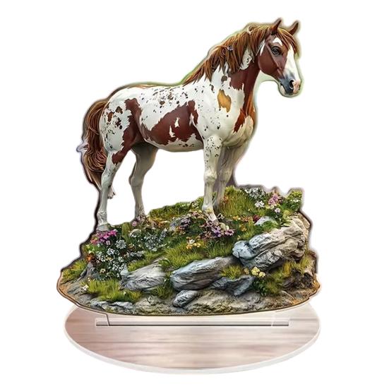 Acrylic Horse Sign Tabletop Decoration 2D Flat Desktop Ornament for Home Office Living Room Shelf Fireplace