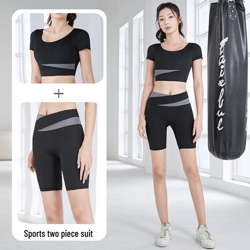 Color Block High-Waist Yoga Set: Quick-Dry, Tummy Control, Hip Lift, Two-Piece for Women