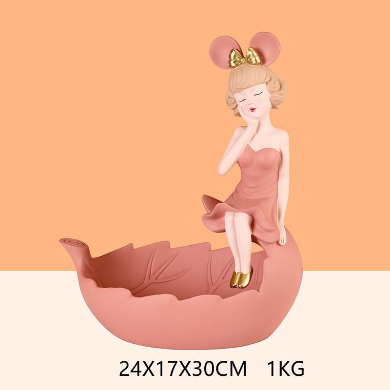 DXUIALOI Modern Simplu Creativ Fată Depozitare Decorare Cadou de Casă Nouă Artizanat din Rășină Cameră de Zi Cameră Depozitare Bijuterii