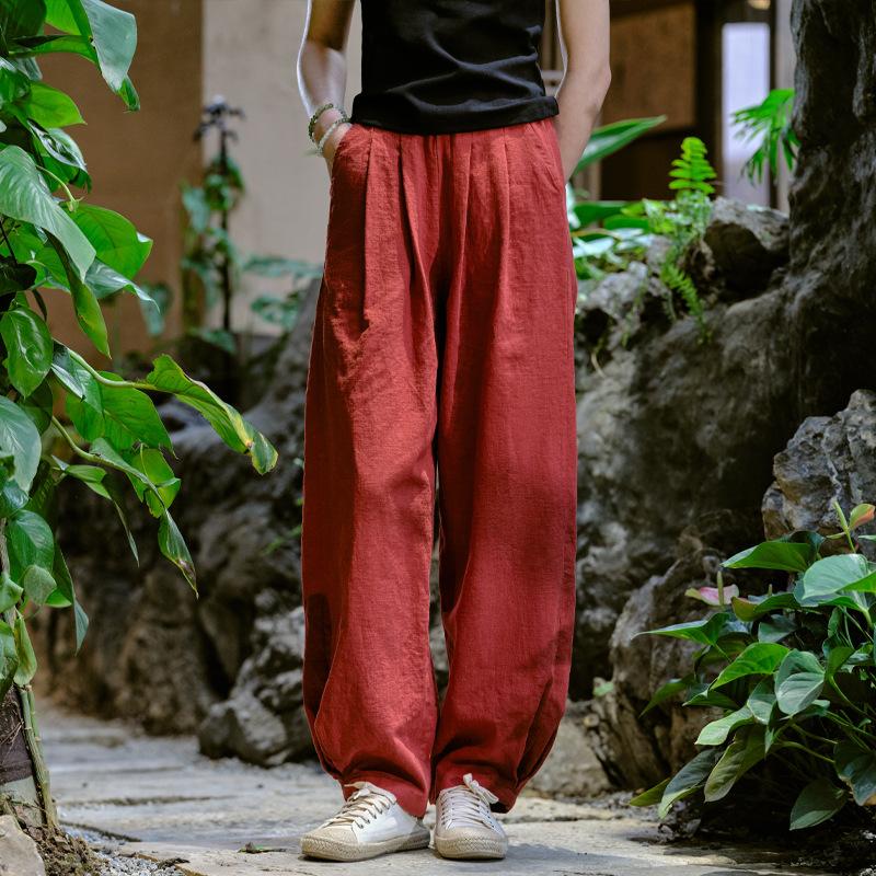Summer Literary Loose Sand-washed Linen Casual Pants Women's Women's Slimming Meditation Bloomers