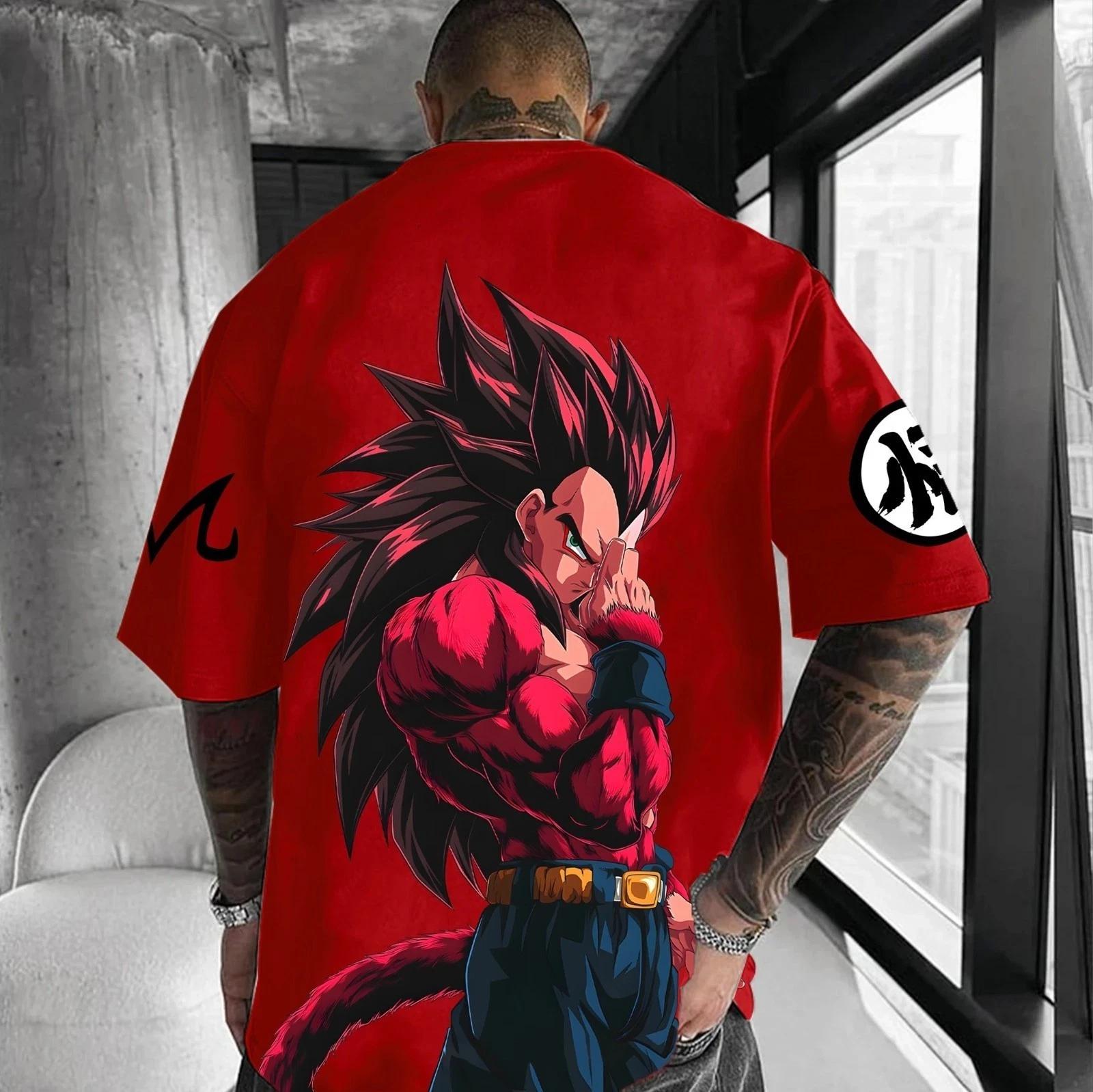 Anime Dragon Graphic Printed Oversized Cotton T-Shirt For Men Women Streetwear L