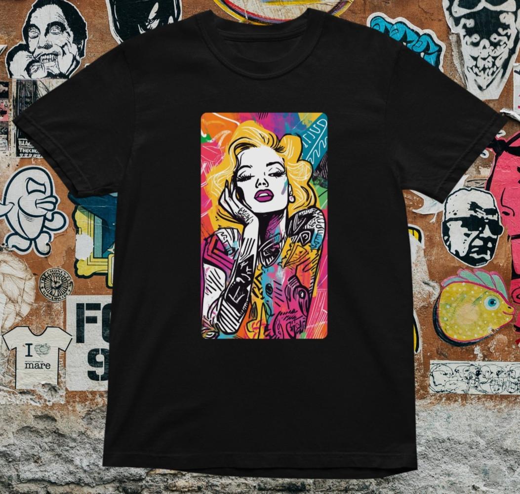 Pop Art Tattoo Woman T Shirt Colorful Graffiti Street Style Aesthetic Unisex S