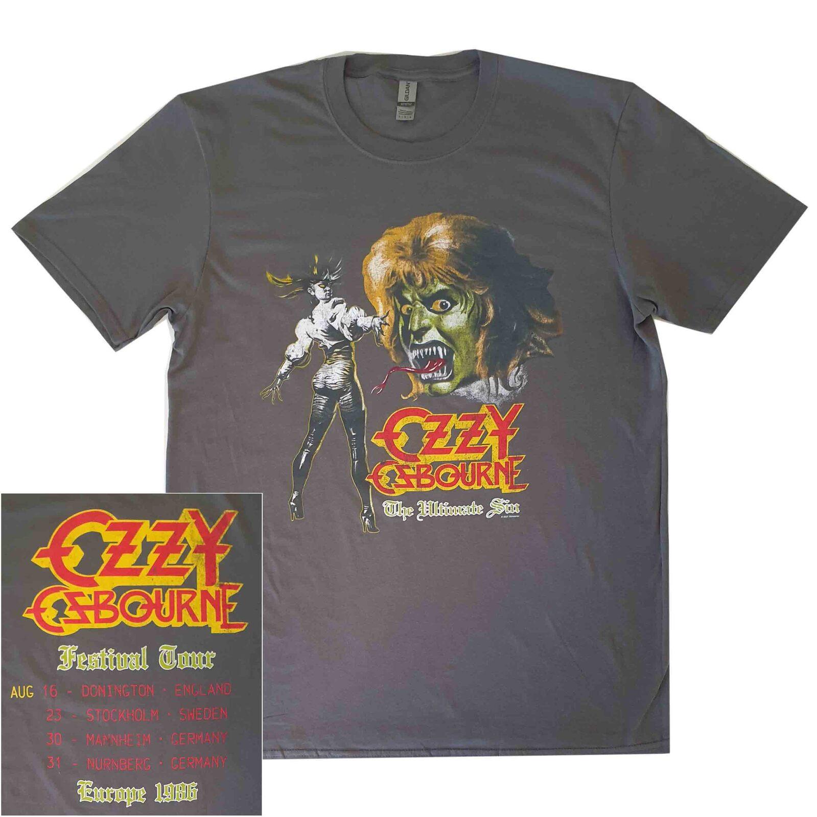 Ozzy Osbourne Ultimate Sin Europe 1986 Grey Shirt S-XXL Tshirt Official Tshirt XXXXL