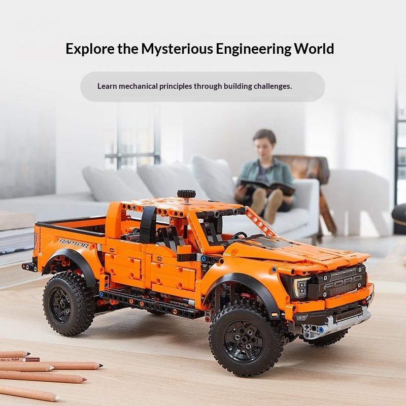 OrangeRaptor F-150 Pickup Off-road Car Puzzle Assembled Building Block Boy