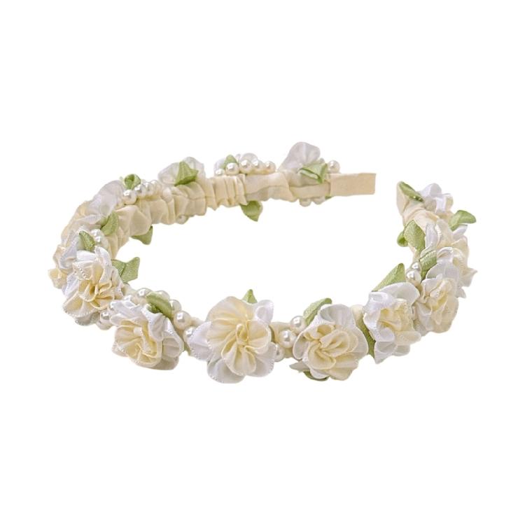 Stylish Plastic Hair Accessory Pearls Floral Accent Hairband Formal Casual Outfits Women Girls Long Wear Headwear