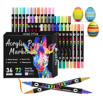 12/24/36pcs,Dual-tip Dual-Color Acrylic Marker for Rock Painting, Canvas, Wood, Ceramic, Glass, Stone, Fabric