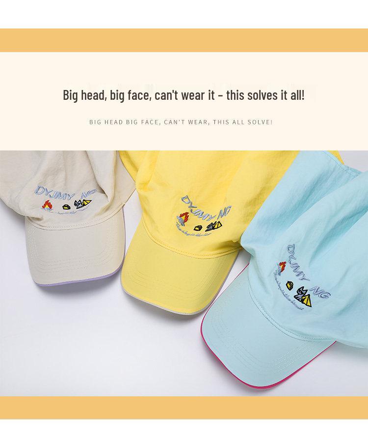 Yellow Cartoon Embroidery Headscarf Baseball Cap for Women – Hip Hop Style, Face-Slimming, Trendy Streetwear Accessory.