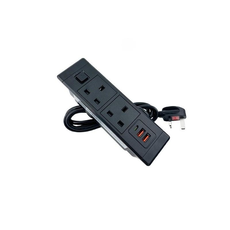 Eingebaute Desktop-Verstecksteckdosenleiste Home Office Verdeckte Steckdose USB Typ-C Verlängerung Stromleiste AC110-250V Steckdose