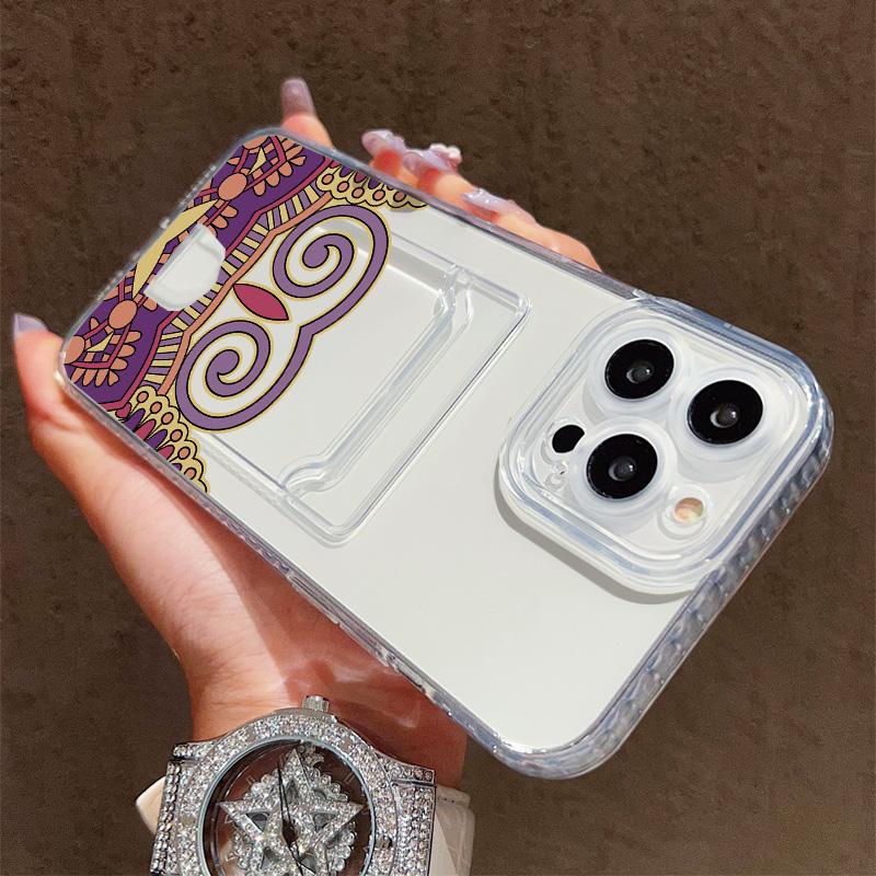 Card Slot Holder Silicone Wallet Pocket Case For Realme 10 C21 C21Y iPhone 14 16 15 Samsung A06 A16 A54 Infinix Note 30 Pro Cover Clear Phone Bumper