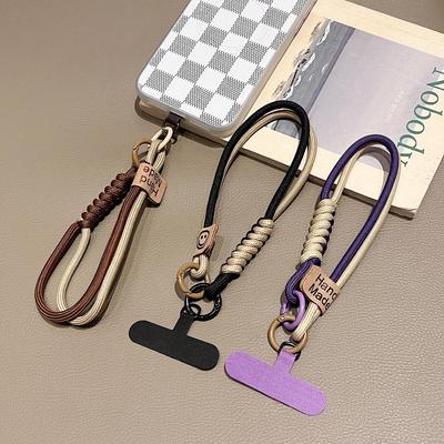 High-End Luxurious British-Style Phone Lanyard: Women's Woven Rope Wrist Strap, Anti-Drop Design