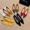 Women Low Heels Classic Prom Pink Flats Female Soft Velvet Pointed Toe Low Heels Lady Concise Barefoot Shoes Plus Size