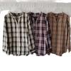 Export Daily Order Tail Goods V Neck Long Sleeves Gingham Shirt Women's Loose Leisure All-Matching Autumn New Literary Style