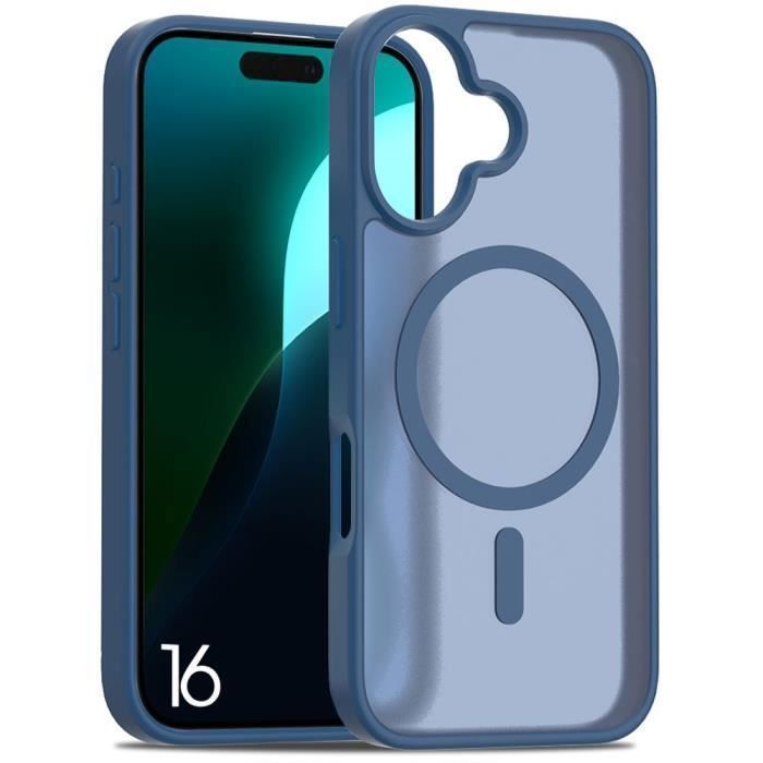 Coque de protection pour iPhone 16 - BOOLING - Hybride - Anti-Rayures - Antichoc - Bleu Marine