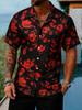 Stylish Short-Sleeve Button-Up Shirt With Abstract Print, Perfect For Casual Wear