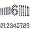 Checkerboard Black and White Checkered Number Candle Printed Black and White Checkered Pattern Candle Combination Set