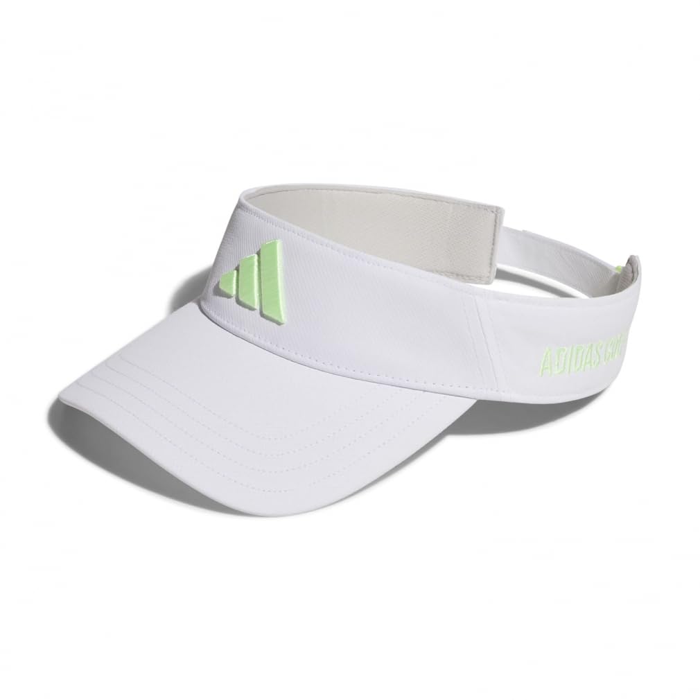 Adidas Golf Golf Visor with Side Logo, White/Green Sparkle