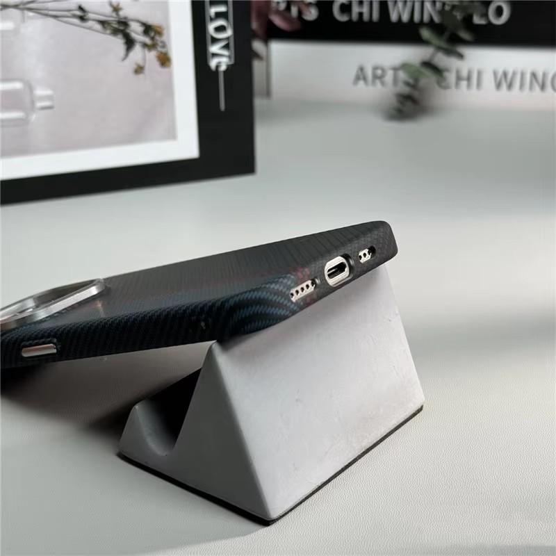 Geometric Carbon Fiber Texture 3D Relief For Magsafe Case For Iphone 13 15 14 12 16 17 Pro Max Wireless Charging Hard Case Cover
