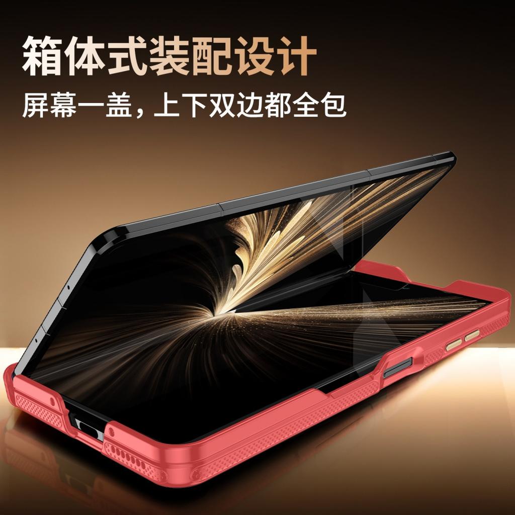 For Honor Magic V5 Napa Leather Case Auto-snapping Hinge Protection Phone Edges Full Protected Adjustable Metal Stand Cover