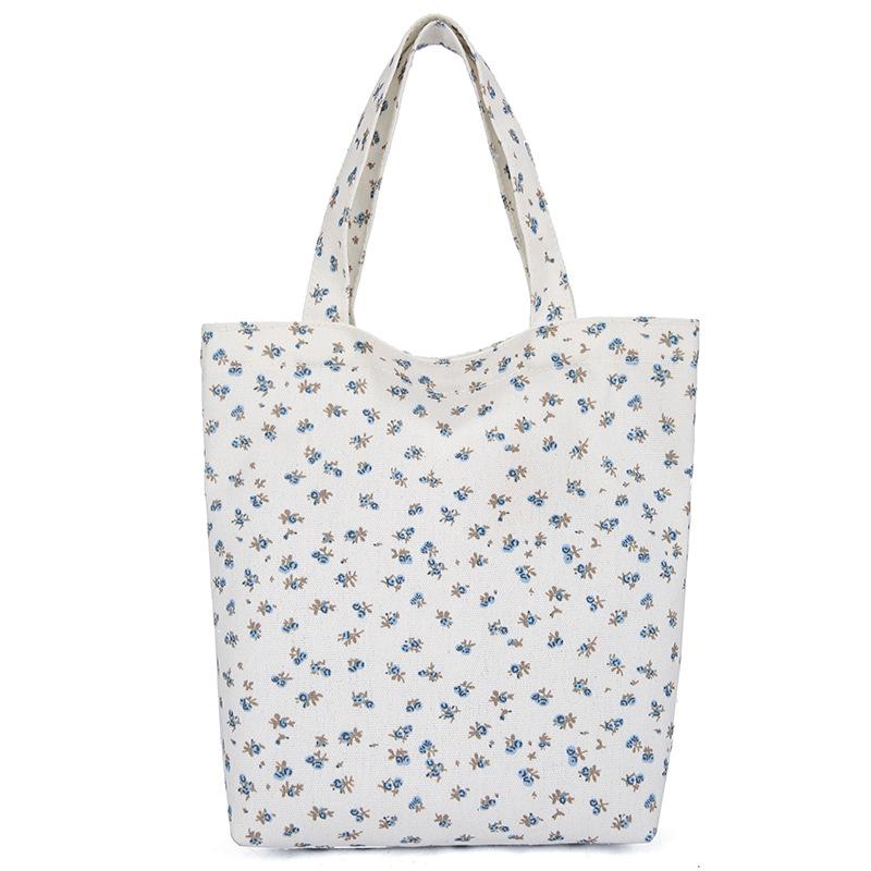 Large capacity broken flower canvas bag tote bag flower niche women's bag shoulder bag