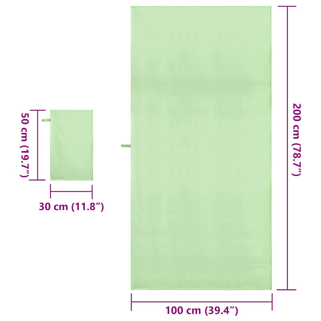 Sports Towel Set 2 pcs Green Fabric
