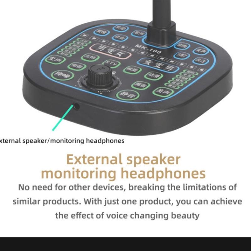 Compact Desktop Microphone Portable USB Voice Changer 16 Adjustable Effects for Online Game Streaming Devices