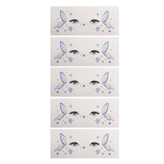 5 Sheets Glitter Butterfly Eye Stickers, Temporary Face Tattoos for Kids, Cartoon Decals for Festival Makeup, Party Decor