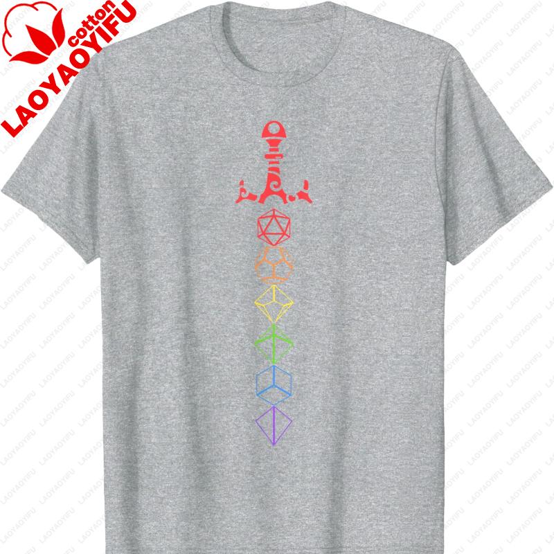 Nerdy Dice Set Collector Sword LGBT Pride TShirt Graphic T Shirts Vintage Funny Outdoors High Quality Cotton Shortsleev Tops