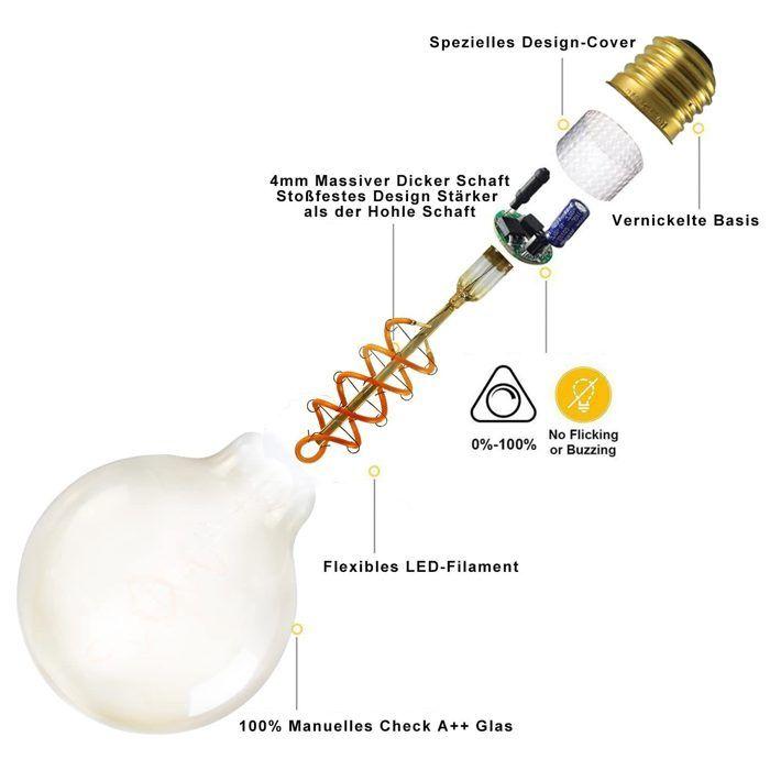 Ampoule LED - NETTLIFE - G95 - E27 - 4W - Blanc chaud 2700K