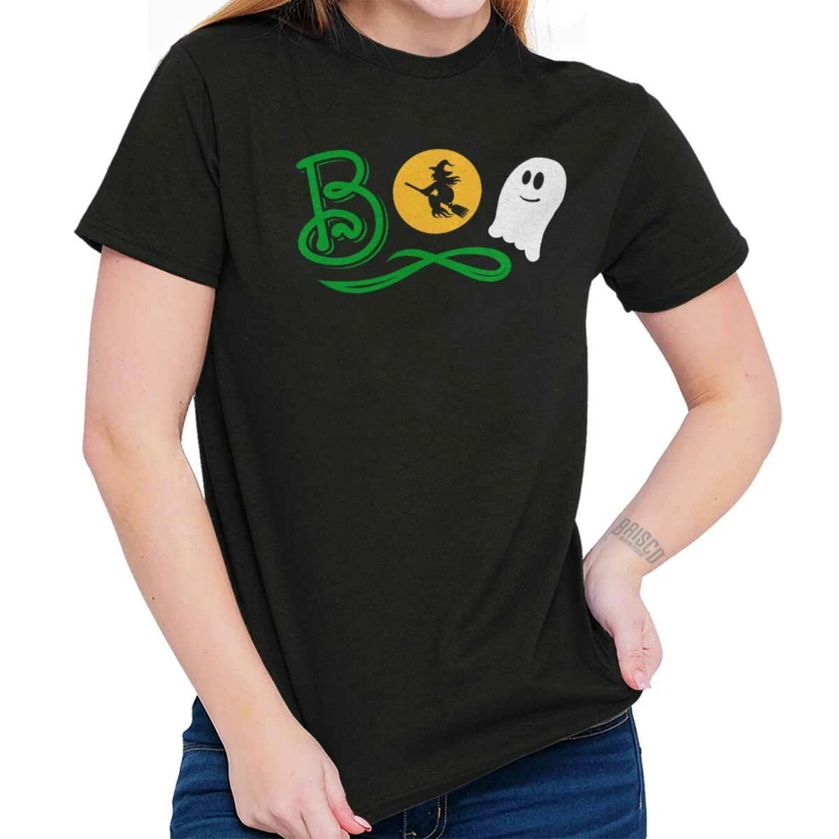 Boo Ghost Halloween Spooky Trick Or Treat Adult Short Sleeve Crewneck Tee L