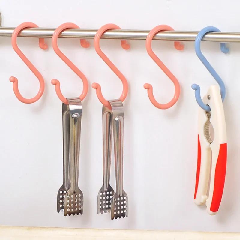 Multifunctional Plastic S-shaped Door Kitchen Hook Creative Bathroom Nail-free Wardrobe Clothes S Hook Home Small Tools