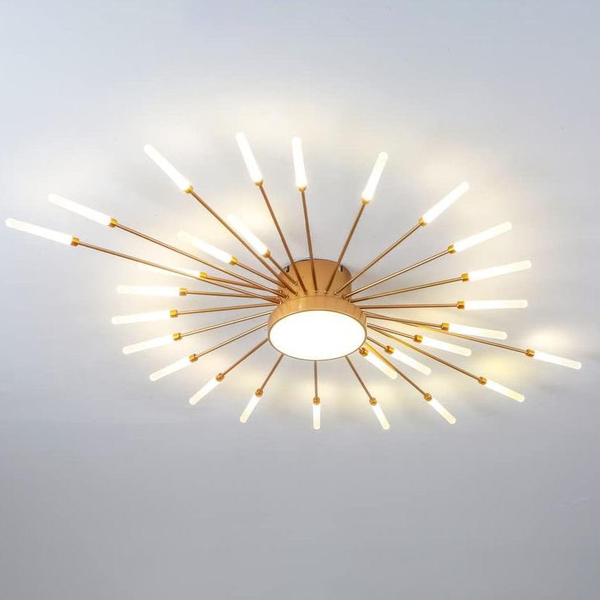 Modern LED Ceiling Light,28 Heads Gold Flush Mount Ceiling Lamp Acrylic Lampshade Chandelier, for Children's Room, Bedroom, Living Room