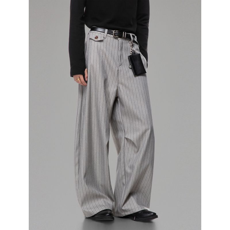 51 Hip-Hop Trendy Brand Retro Loose Drape Striped Suit Pants Unisex Spring and Autumn Casual Scimitar Wide-Leg Trousers