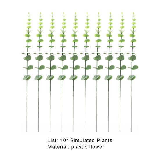 10 bucăți de plantă de simulare realistă, de lungă durată, decupabilă, centre de masă practice, obiecte de fotografie cu eucalipt artificial