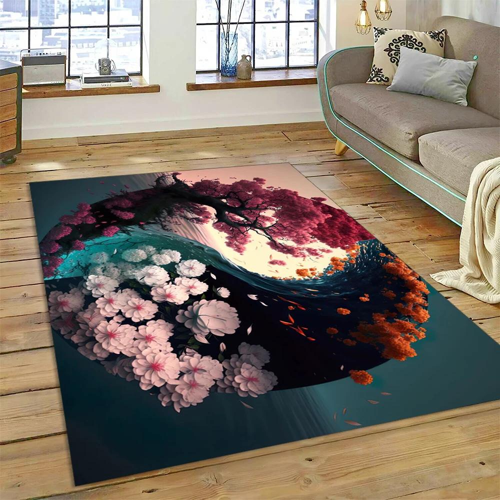 3D Naturalize Yin and Yang Chinese Tai Chi Carpet Rug for Home Living Room Bedroom Sofa Doormat Decor,Kids Area Rug Non-slip Mat