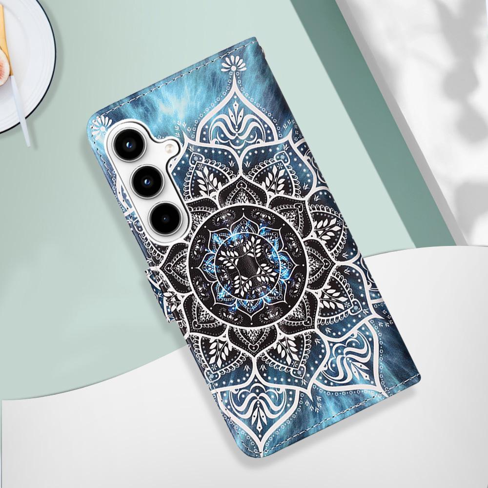 For Samsung Galaxy A35 5G Leather Case with Strap and Card Holder Pattern Printing Phone Stand Cover