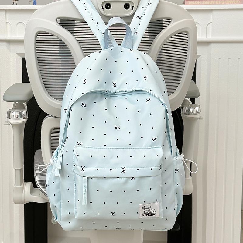 School Bag, Middle School Girls' Girly Vibe, Polka Dot Bow, Versatile High-look, Girls' Backpack, High School Backpack