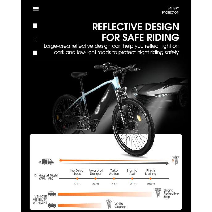 WEST BIKING Electric Bike Battery Cover Thick Weatherproof Dust Dustproof Reflective Scratch-Resistant Insulation Protector