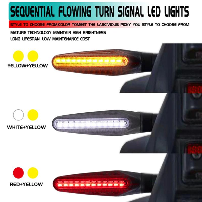 Motorcycle LED Turn Signal Lights White Red Amber Flowing Indicators Front Rear Light 24Led Flasher Blinker For Dirt Bike Sport