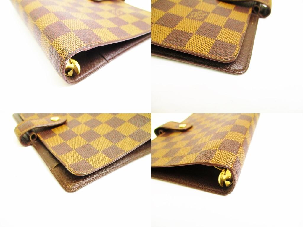 Authentic LOUIS VUITTON Damier Leather Brown Document Holders Agenda MM #6869 Refurbished