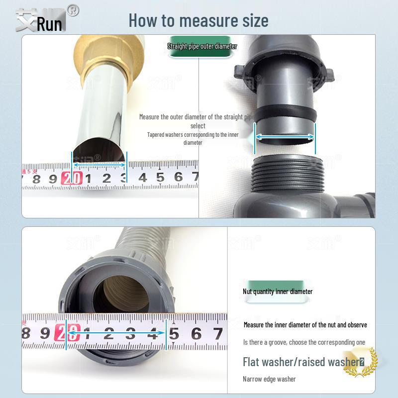 Silicone Kitchen Drain Pipe Sealing Ring, 1.5" T-shaped 45mm & 2" Convex 57mm Rubber Gasket