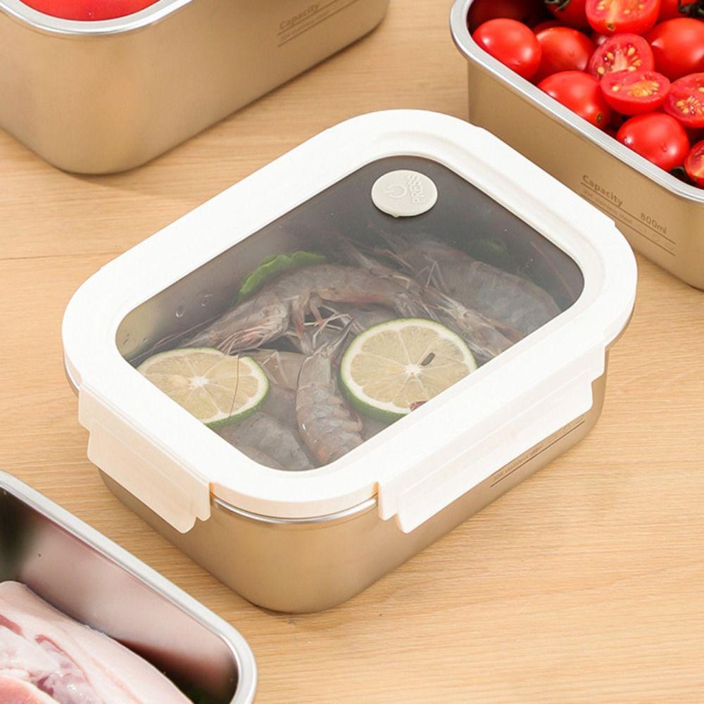 Fruit Container Leakproof Stainless Steel Crisper Large Capacity Portable Food Preservation Box Reusable Lunch Box Picnic