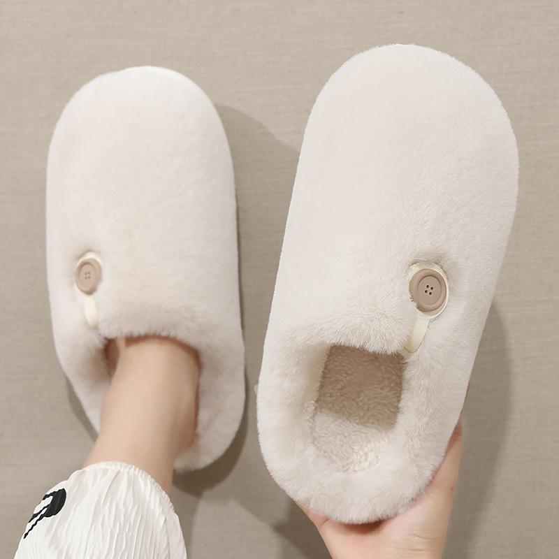 Home cotton slippers winter plush warm indoor household bedroom winter fluffy slippers winter