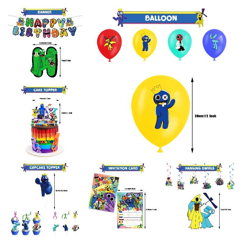 Rainbow Friend 2 Birthday Party Set Decorate With Vibrant Rainbow Theme Includes Cake Topper, Balloons, And More!